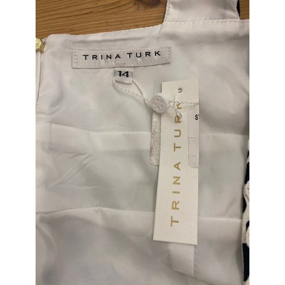 NWT Trina Turk Size 14 Secret Sheath Party Dress Lace MSRP$298 USA Black/White - Picture 5 of 15